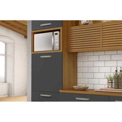 Imagem de Módulo Cozinha Nesher Princesa Paneleiro Torre Quente 1Forno c/2Ptas e 3Gavs 64cm Freijo/Grafite-Nesher