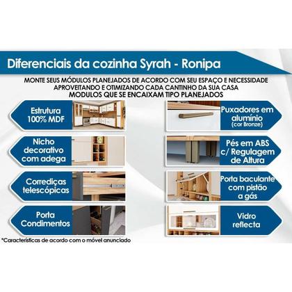 Imagem de Módulo Cozinha Ronipa Syrah Balcão 1 Porta e 1 Gaveta c/ Tampo 80cm Amendoa/Branco-Ronipa