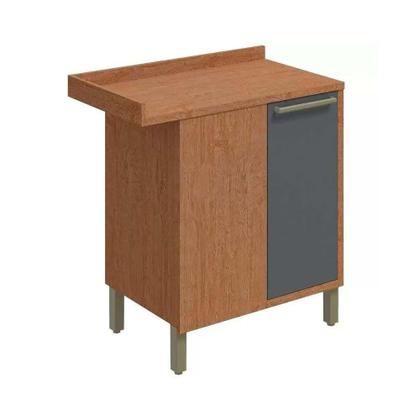 Imagem de Módulo Cozinha Ronipa Syrah Balcão Canto 1 Porta c/ Tampo 48cm Amendoa/Branco-Ronipa