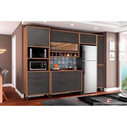 Imagem de Módulo Cozinha Ronipa Syrah Torre Quente c/ 2 Portas e 2 Gavetas 74X225m Amendoa/Off White-Ronipa