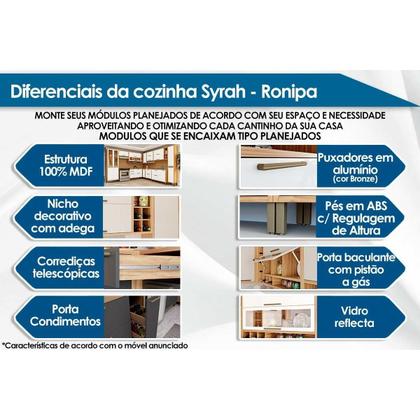 Imagem de Módulo Cozinha Ronipa Syrah Torre Quente c/ 2 Portas e 2 Gavetas 74X225m Amendoa/Off White-Ronipa