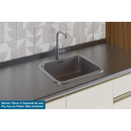 Imagem de Módulo Cozinha Ronipa Tempranillo Tempranillo 16 Peças (6Aéreos+5Balcões+1Cristaleira+1TorreQuente+3Complementos) C16P80 Amendoa/Off White - Ronipa