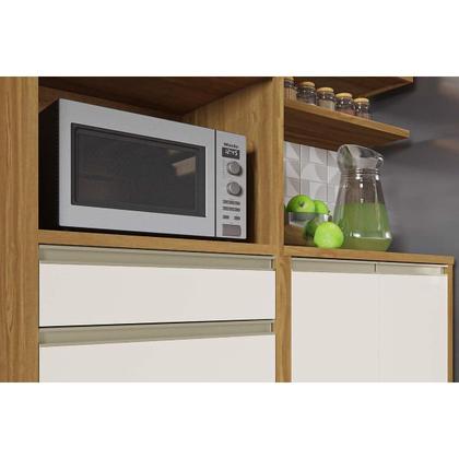 Imagem de Módulo Cozinha Ronipa Tempranillo Tempranillo 16 Peças (6Aéreos+5Balcões+1Cristaleira+1TorreQuente+3Complementos) C16P80 Amendoa/Off White - Ronipa