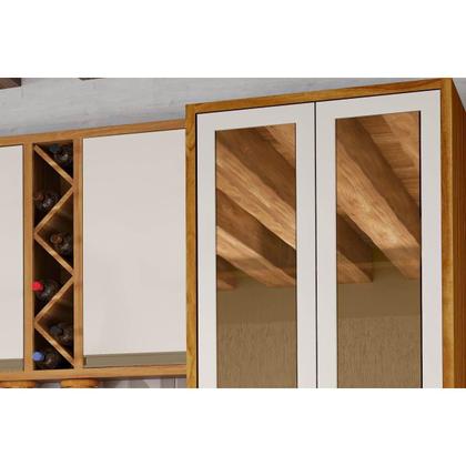 Imagem de Módulo Cozinha Ronipa Tempranillo Tempranillo 16 Peças (6Aéreos+5Balcões+1Cristaleira+1TorreQuente+3Complementos) C16P80 Amendoa/Off White - Ronipa