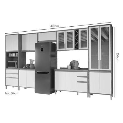 Imagem de Módulo Cozinha Ronipa Tempranillo Tempranillo 7 Peças (3Aéreos+2Balcões+1Paneleiro+1TorreQuente) C7P84 Amendoa/Off White - Ronipa