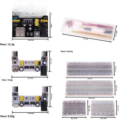 Imagem de Módulo De Alimentação De Placa De Ensaio 3.3V 5V MB102 Kit Arduino De 830 Pontos Com 65 Fios De