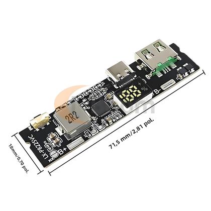 Imagem de Módulo De Carregamento Rápido De 22.5W 2-Vias DIY Placa Mãe Com Display Digital Porta USB Tipo-C