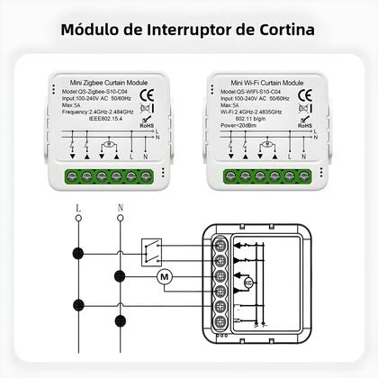 Imagem de Módulo De Controle De Cortinas Inteligente WiFi Zigbee TNCE Para Persianas E Motores De Cortinas,