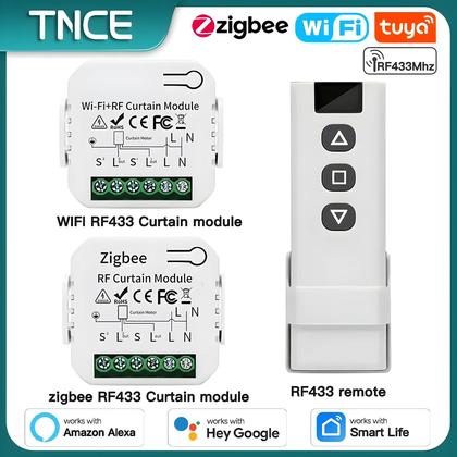 Imagem de Módulo De Controle De Cortinas Inteligente WiFi Zigbee TNCE Para Persianas E Motores De Cortinas,