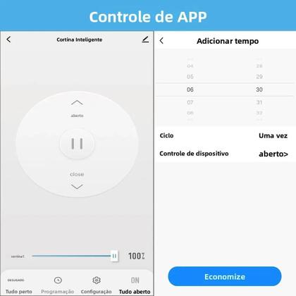 Imagem de Módulo De Controle De Cortinas Inteligentes ZigBee 3.0 Com Controle Remoto Pelo App Tuya E Controle