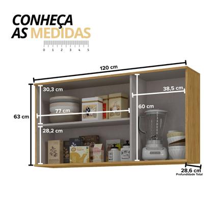Imagem de Módulo de Cozinha Aéreo Armário 3 Portas 120cm - Verace