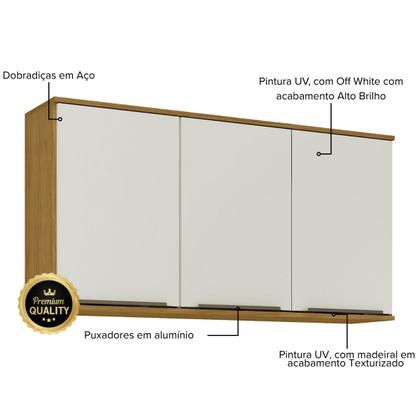 Imagem de Módulo de Cozinha Aéreo Armário 3 Portas 120cm - Verace