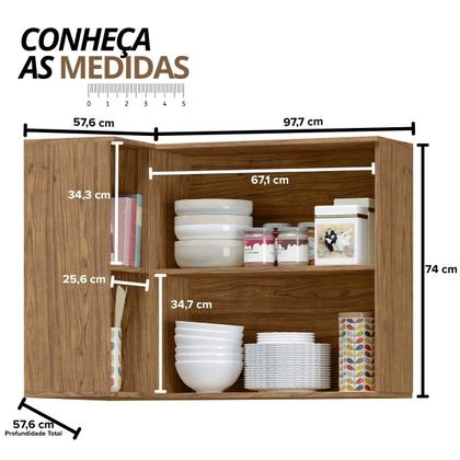 Imagem de Módulo de Cozinha Aéreo de Canto Armário 2 Portas - Toscana