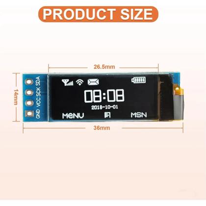 Imagem de Módulo De Display OLED I2C Branco 128x32 Pixels 0.91 Polegadas Para Arduino Raspberry Pi Mini Tela