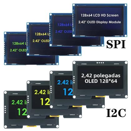 Imagem de Módulo De Display OLED LCD De 2.4 Polegadas 128x64 Com Interface IIC I2C SPI De 4 Pinos Para Arduino