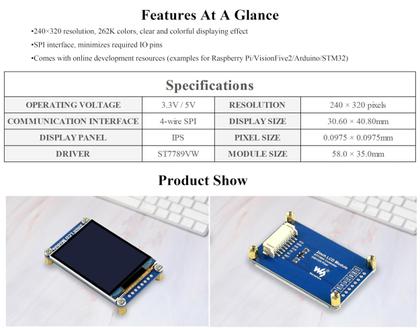 Imagem de Módulo de exibição LCD Waveshare Mini de 2 polegadas para Raspberry Pi