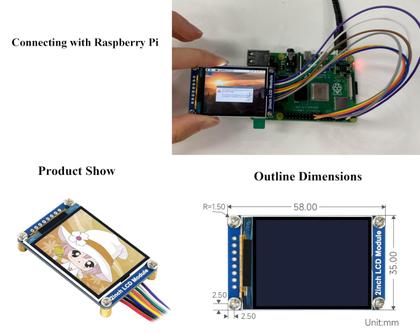 Imagem de Módulo de exibição LCD Waveshare Mini de 2 polegadas para Raspberry Pi