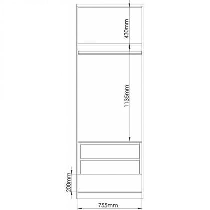 Imagem de Módulo de Guarda Roupa 2 Portas 2 Gavetas com Cabideiro Elegance