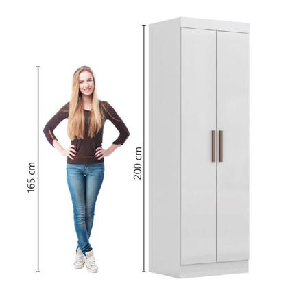 Imagem de Modulo De Guarda Roupas Para Quarto Madrid 2 Portas Maxel Branco