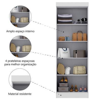Imagem de Modulo De Guarda Roupas Para Quarto Madrid 2 Portas Maxel Branco