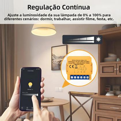 Imagem de Módulo De Interruptor De Luz Dimmer Inteligente WiFi ZigBee 1 2 Gang Controle Remoto APP Para Alexa