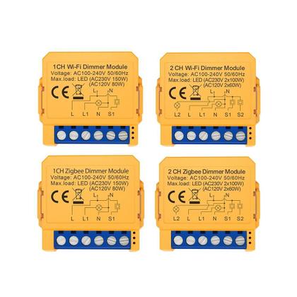 Imagem de Módulo De Interruptor De Luz Dimmer Inteligente WiFi ZigBee 1 2 Gang Controle Remoto APP Para Alexa