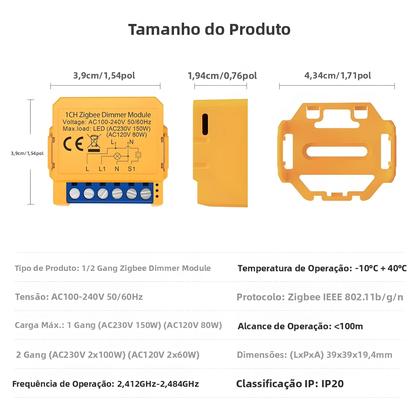 Imagem de Módulo De Interruptor De Luz Dimmer Inteligente WiFi ZigBee 1 2 Gang Controle Remoto APP Para Alexa