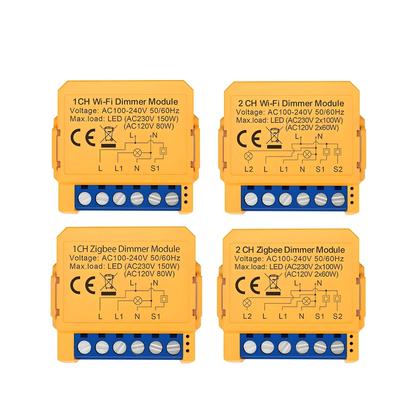 Imagem de Módulo De Interruptor De Luz Dimmer Inteligente WiFi ZigBee 1 2 Gang Controle Remoto APP Para Alexa