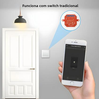 Imagem de Módulo De Interruptor De Luz WiFi Inteligente Relé Disjuntor ZigBee Tuya Google Assistant Alexa Echo