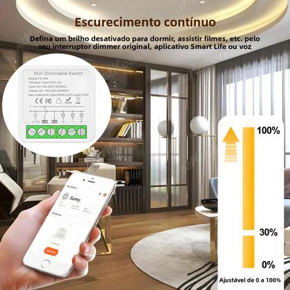 Imagem de Módulo De Interruptor Dimmer Inteligente WiFi ZigBee AC110-240V Interruptor De Luz DIY Funciona Com