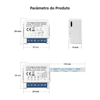 Imagem de Módulo De Interruptores De Luz WiFi Inteligente 1/2/3/4 Gang Tuya DIY Controle Bidirecional Alexa