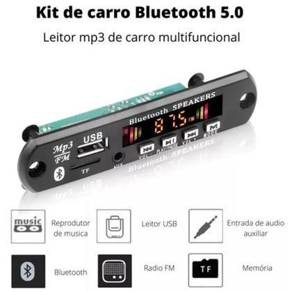 Imagem de Módulo De Placa MP3 Bluetooth 5.0 12VReprodutor De Áudio USB TF Com FM , Controle Remoto E Tela Colorida Para Carro