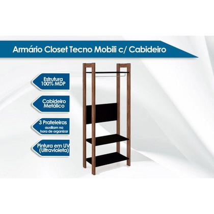 Imagem de Módulo de Quarto Casal Closet AZ1029 Cabideiro c/ 2 Prateleiras Amêndoa/Branco - Tecno Mobili