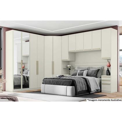 Imagem de Módulo de Quarto Casal Guarda Roupa c/ 2 Portas c/ Espelho MC09 Seletto Areia - Henn