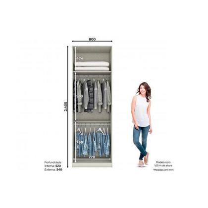 Imagem de Módulo de Quarto Casal Guarda Roupa c/ 2 Portas c/ Espelho MC09 Seletto Areia - Henn