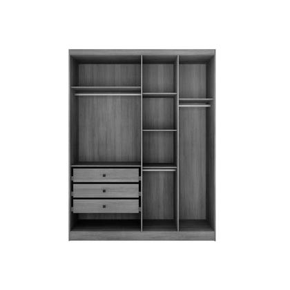 Imagem de Módulo de Quarto Casal Guarda Roupa c/ 4 Portas e 3 Gavetas Rizon/Linea Cumaru/Fendi - Novo Horizonte