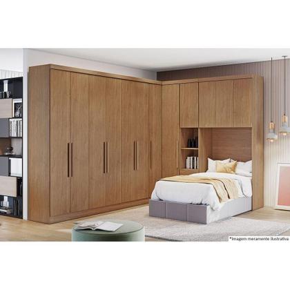 Imagem de Módulo de Quarto Rizon Armário Ponte Aéreo Solteiro /Linea c/ 3 Portas Cumaru/Fendi 25 - Novo Horizonte