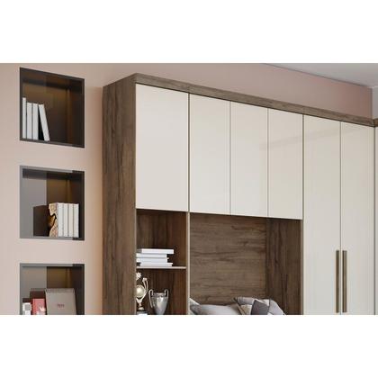 Imagem de Módulo de Quarto Rizon Armário Ponte Aéreo Solteiro /Linea c/ 3 Portas Neve - Novo Horizonte