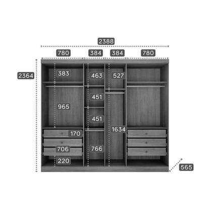 Imagem de Módulo de Quarto Rizon Guarda Roupa c/ 6 Portas e 6 Gavetas /Linea Neve - Novo Horizonte