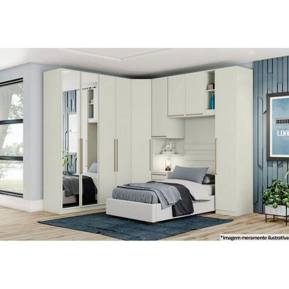 Imagem de Módulo de Quarto Solteiro Armário Ponte Aéreo MC12 Seletto c/ 2 Portas e 2 Nichos Areia - Henn