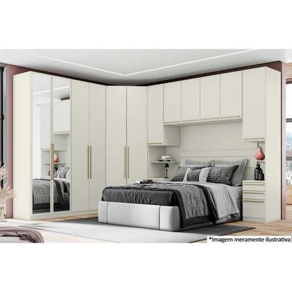 Imagem de Módulo de Quarto Solteiro Guarda Roupa MC09 Seletto c/ 2 Portas c/ Espelho Areia/Jequitibá - Henn