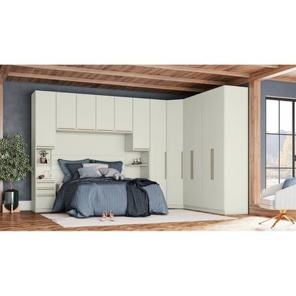 Imagem de Módulo de Quarto Solteiro Mesa Cabeceira MC02 Seletto c/ 1 Porta e 3 Gavetas Areia - Henn