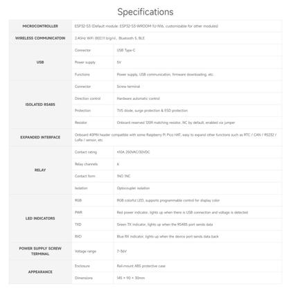 Imagem de Módulo de relé WiFi industrial Waveshare ESP32-S3 6-Ch