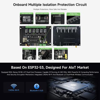 Imagem de Módulo de relé WiFi industrial Waveshare ESP32-S3 6-Ch