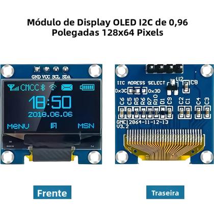 Imagem de Módulo De Tela OLED Azul 128x64 I2C IIC Para Arduino ESP32 ESP8266 0.96 Polegadas