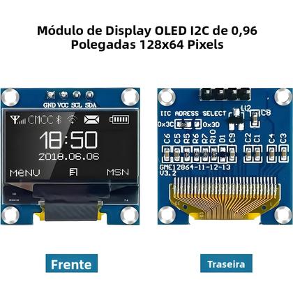 Imagem de Módulo De Tela OLED Azul 128x64 I2C IIC Para Arduino ESP32 ESP8266 0.96 Polegadas