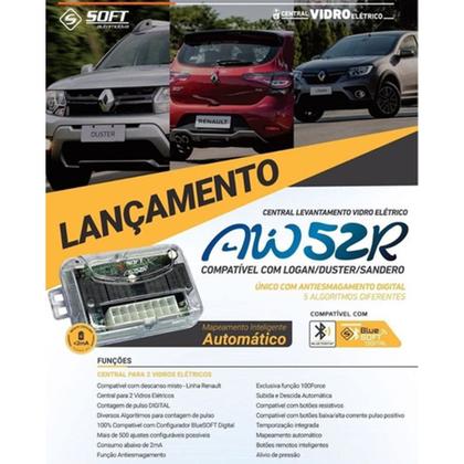 Imagem de Módulo De Vidro Elétrico Universal 2 Portas Carro Linha Renault Subida Descida Automática Antiesmagamento AW52R - Soft