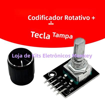 Imagem de Módulo Encoder Rotativo 360 Graus 1-8 PCS KY-040 Com Tampa De Botão Sensor De Interruptor 5V Para