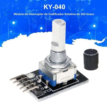 Imagem de Módulo Encoder Rotativo 360 Graus 5V KY-040 Com Tampa De Botão Para Placa De Desenvolvimento Arduino