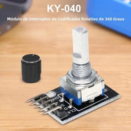 Imagem de Módulo Encoder Rotativo 360 Graus 5V KY-040 Com Tampa De Botão Para Placa De Desenvolvimento Arduino
